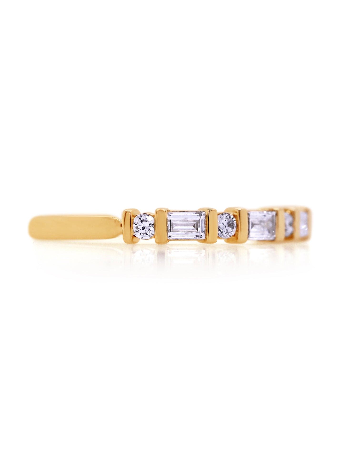 Lab Grown Baguette & RBC Diamond Ring in 9 Carat Yellow Gold, T=0.53ct
