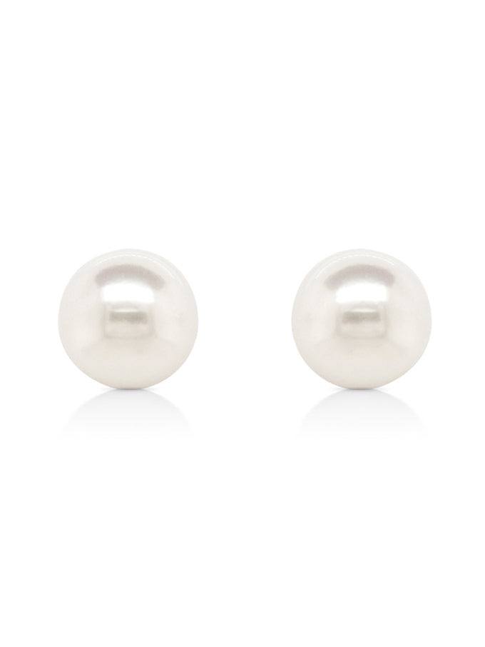 Freshwater Pearl Studs, 18K White Gold, 7-7.5mm