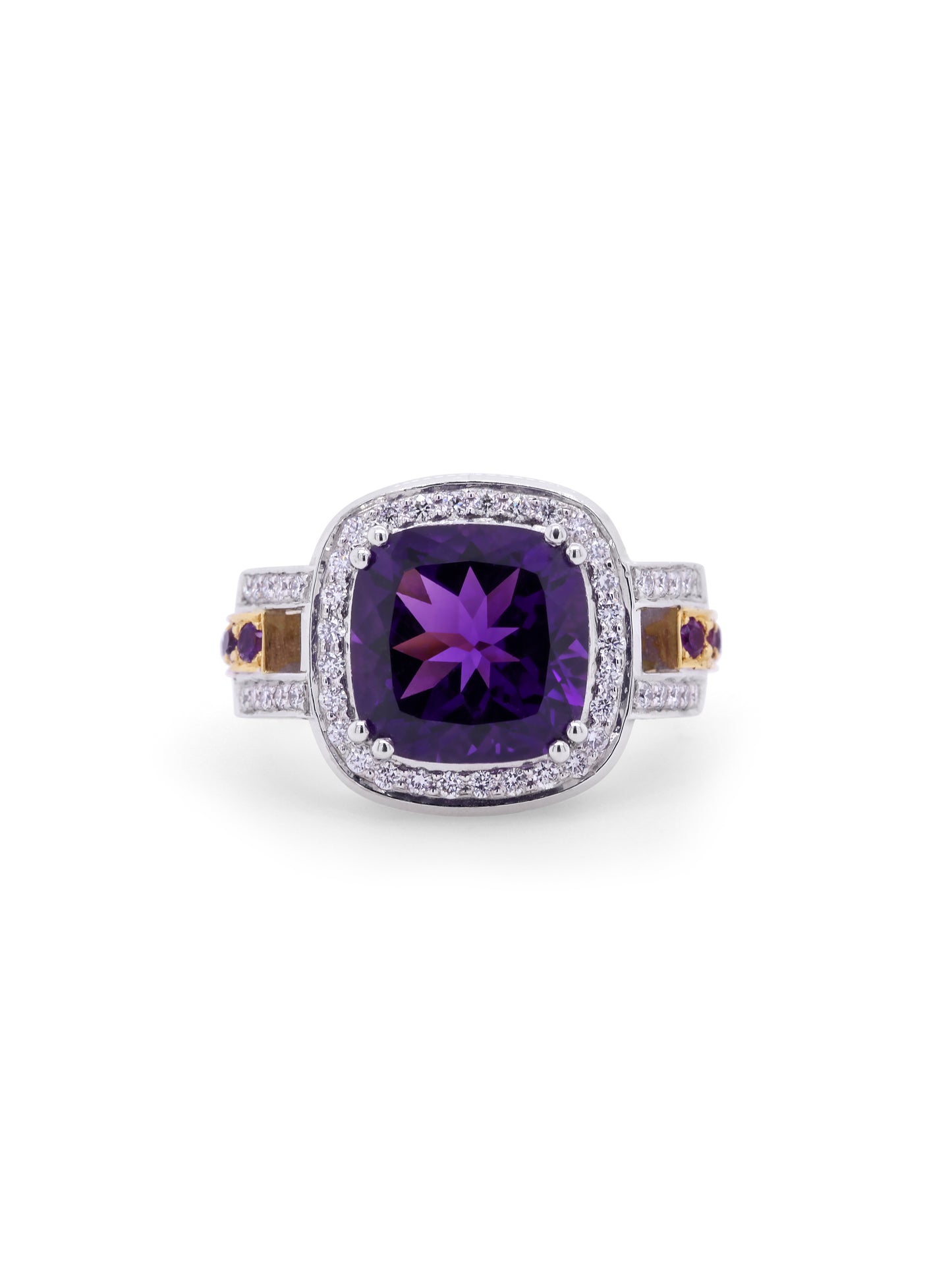 Georges Guillaume Ring, Amethyst & Diamond, 18 Carat 2 tone Gold.