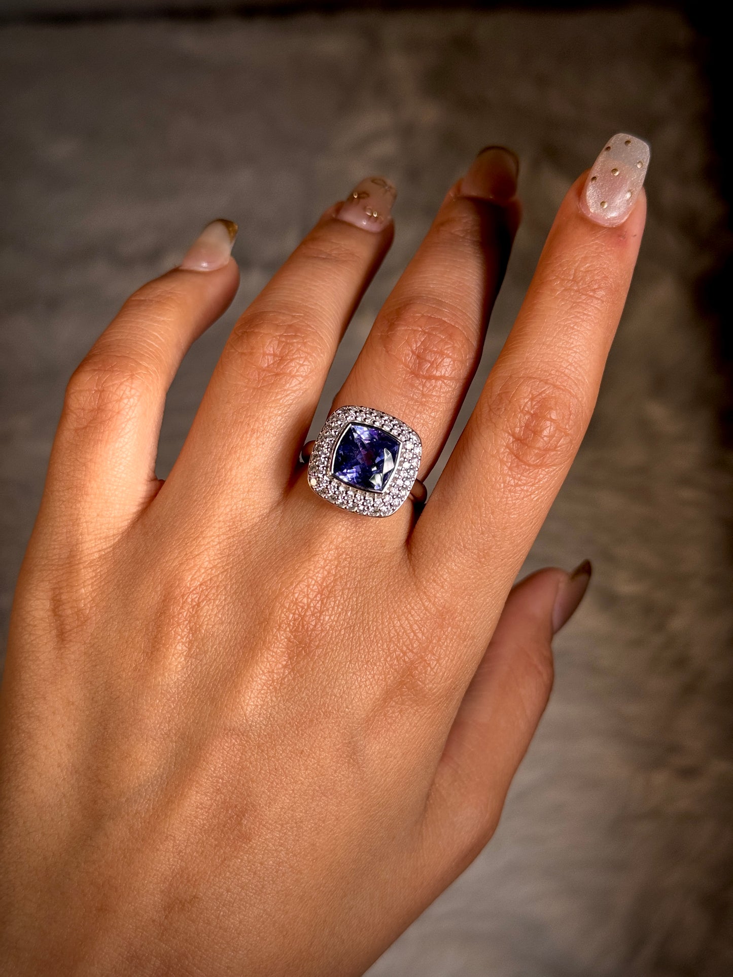 Georges Guillaume Designer, Tanzanite & Diamond set in 18K White Gold.