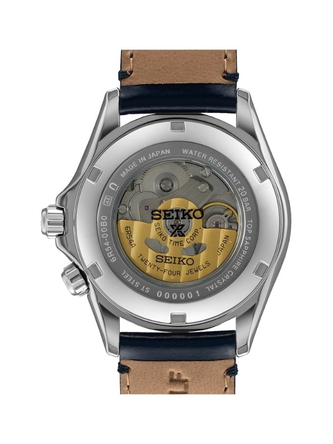 Seiko SPB379J Black Prospex Land GMT, Leather Strap