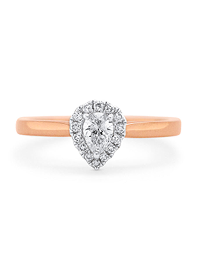 Diamond Halo Rose Gold Ladies Ring.