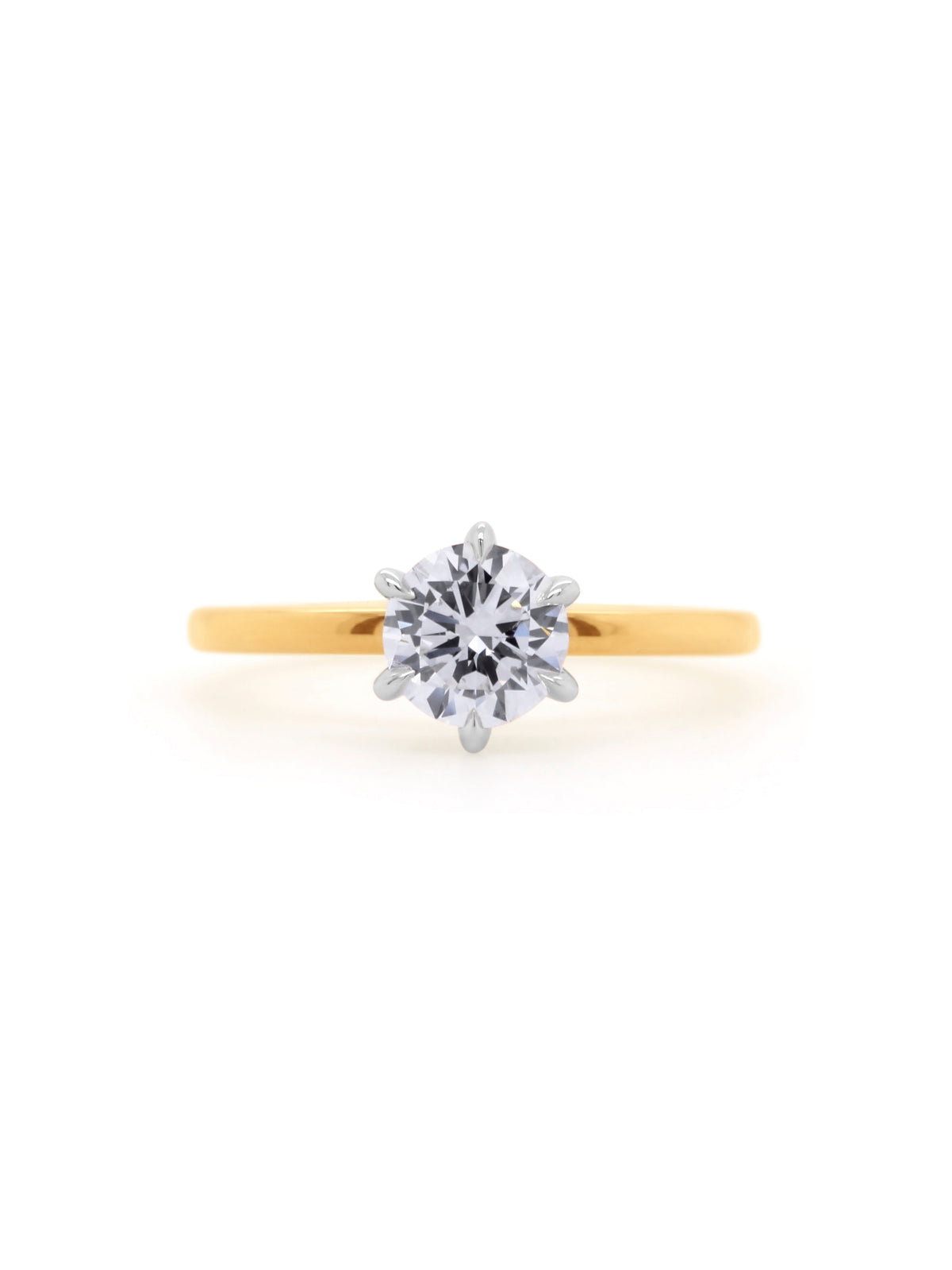 Lab Grown RBC Solitaire Diamond in 18 carat Yellow Gold T=1.00ct