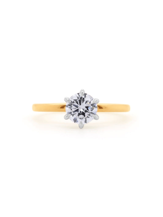 Lab Grown RBC Solitaire Diamond in 18 carat Yellow Gold T=1.00ct