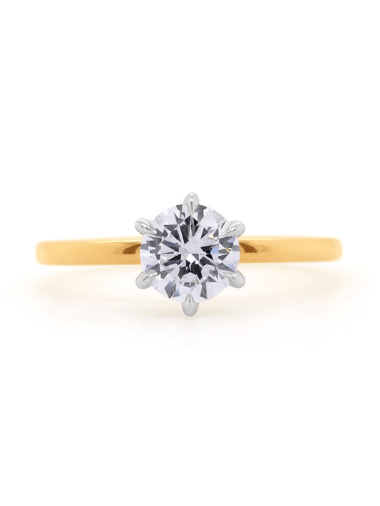 Lab Grown RBC Solitaire Diamond in 18 carat Yellow Gold T=1.00ct