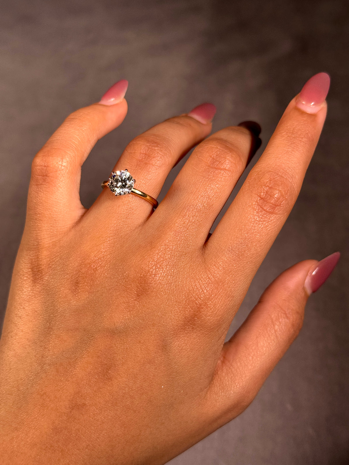Lab Grown Diamond Solitaire Ring,18 Carat Yellow & White Gold.T=2.00ct