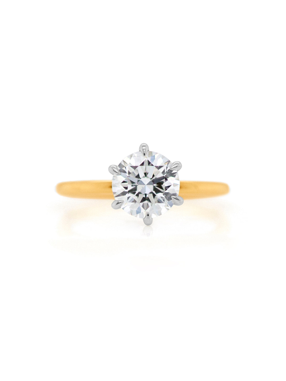 Lab Grown Diamond Solitaire Ring,18 Carat Yellow & White Gold.T=2.00ct