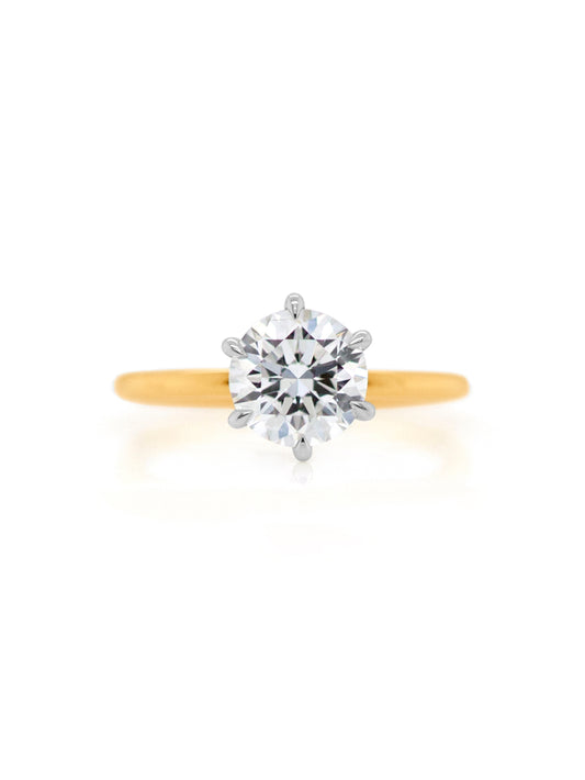 Lab Grown Diamond Solitaire Ring,18 Carat Yellow & White Gold.T=2.00ct