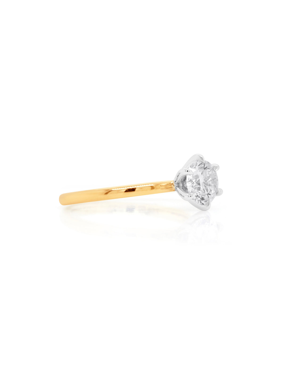 Lab Grown RBC Solitaire Diamond in 18 Carat Yellow Gold, T=1.00ct