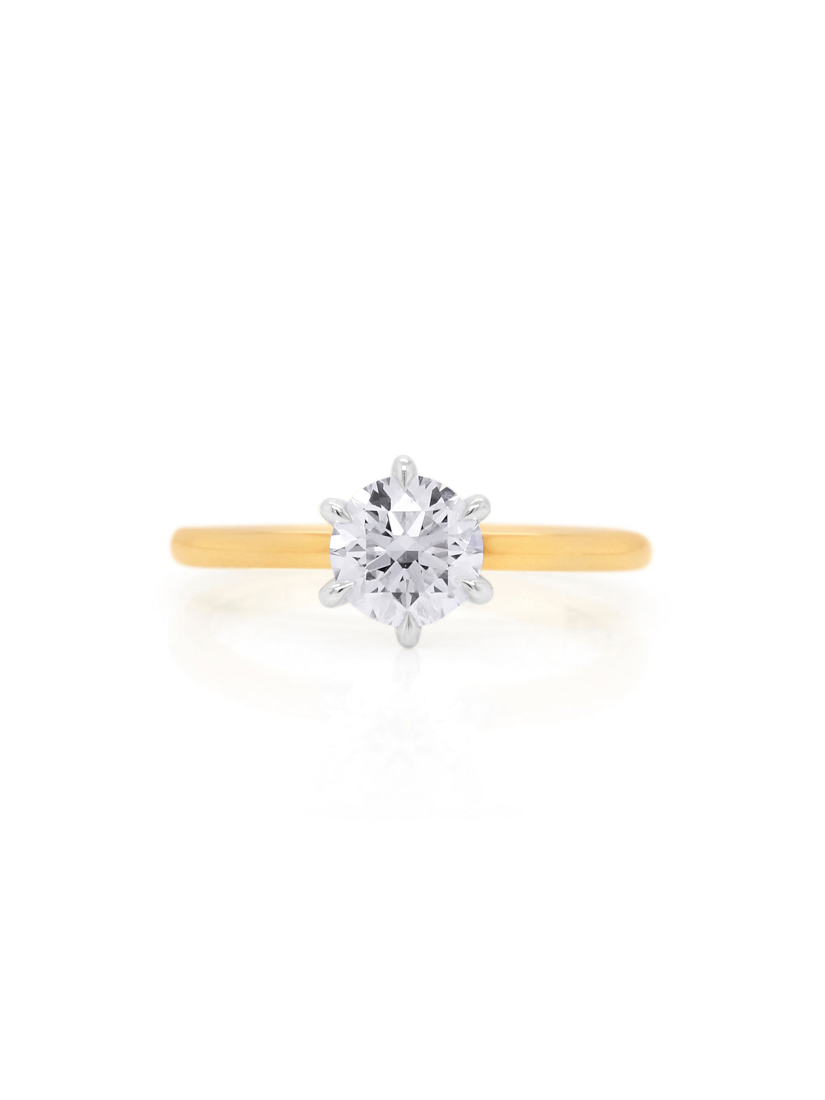 Lab Grown RBC Solitaire Diamond in 18 Carat Yellow Gold, T=1.00ct