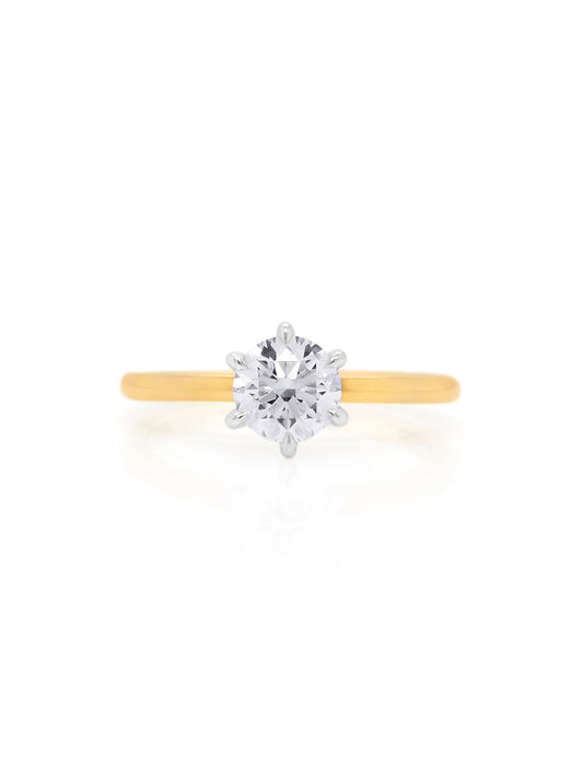 Lab Grown RBC Solitaire Diamond in 18 Carat Yellow Gold, T=1.00ct