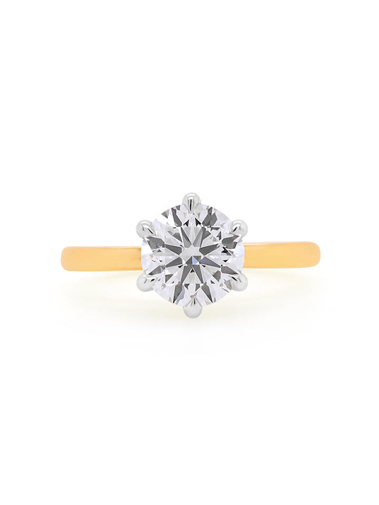 Lab Grown Solitaire Diamond Ring in 18 Carat YWG, T=2.01ct, EVS1.