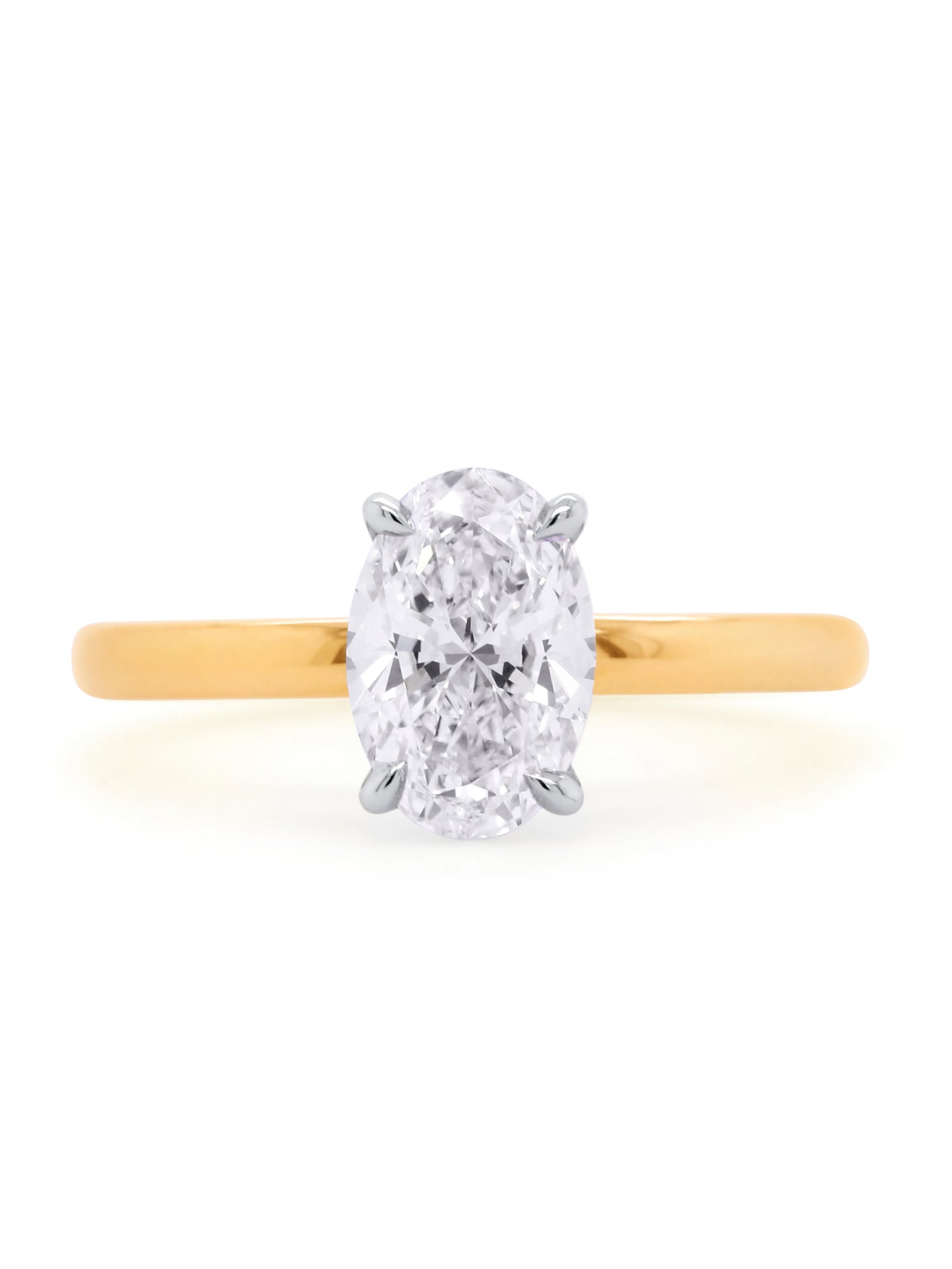 Lab Grown Oval Diamond 1.50ct Ring, 18K Yellow & White Gold.