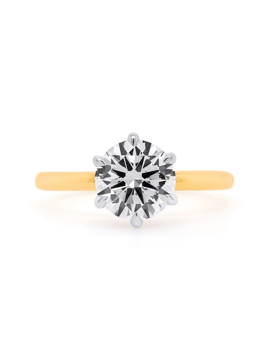 Lab Grown Solitaire Diamond Ring in 18 Carat YWG, T=2.01ct, EVS1.