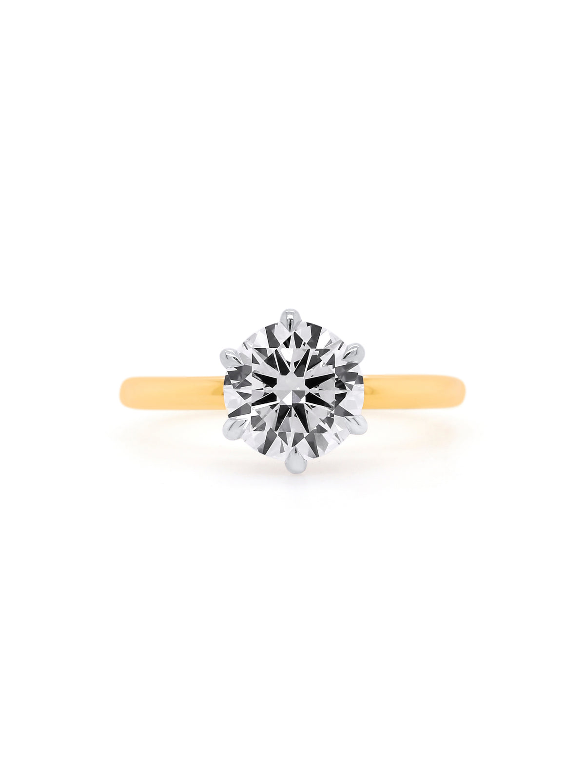 Lab Grown Solitaire Diamond Ring in 18 Carat YWG, T=2.01ct, EVS1.