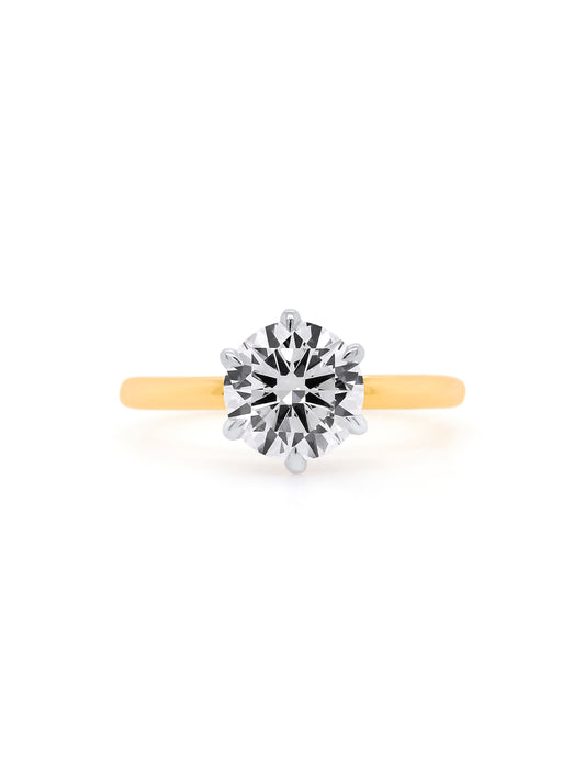Lab Grown Solitaire Diamond Ring in 18 Carat YWG, T=2.01ct, EVS1.