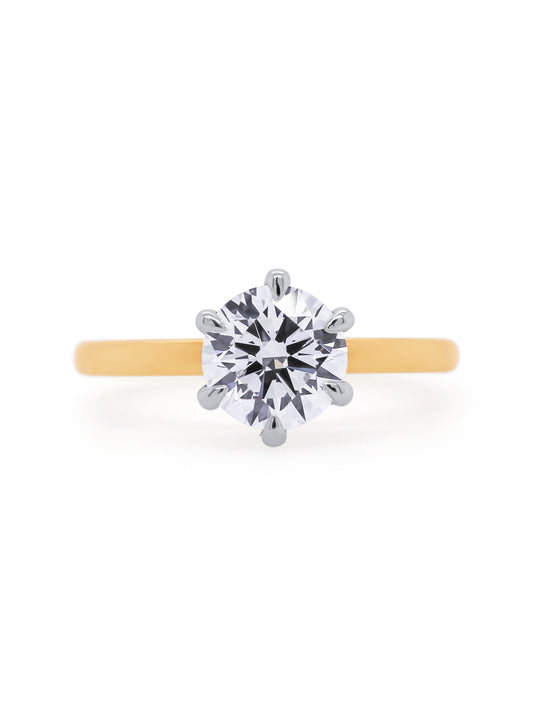Lab Grown RBC Solitaire Diamond, 18K Yellow Gold T=1.50ct