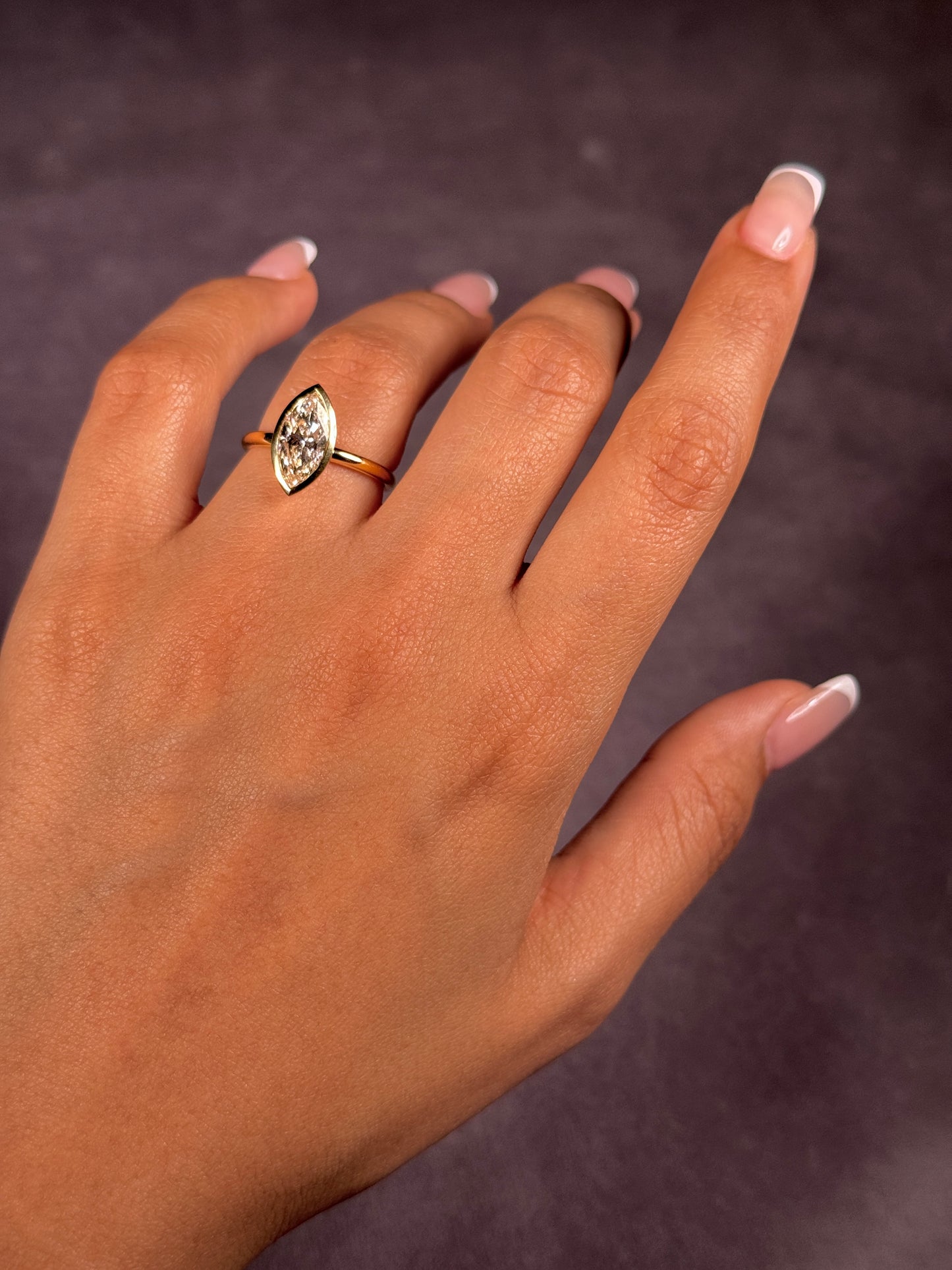 Marquise Lab Grown Diamond Ring in 18 Carat Yellow Gold T=1.87ct