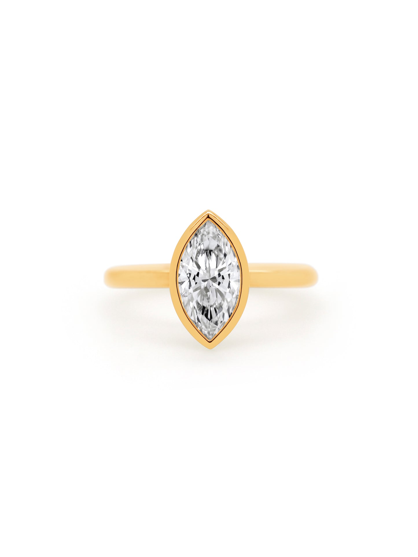 Marquise Lab Grown Diamond Ring in 9 Carat Yellow Gold T=1.51ct