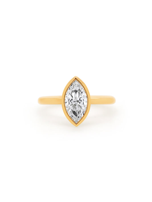 Marquise Lab Grown Diamond Ring in 9 Carat Yellow Gold T=1.51ct