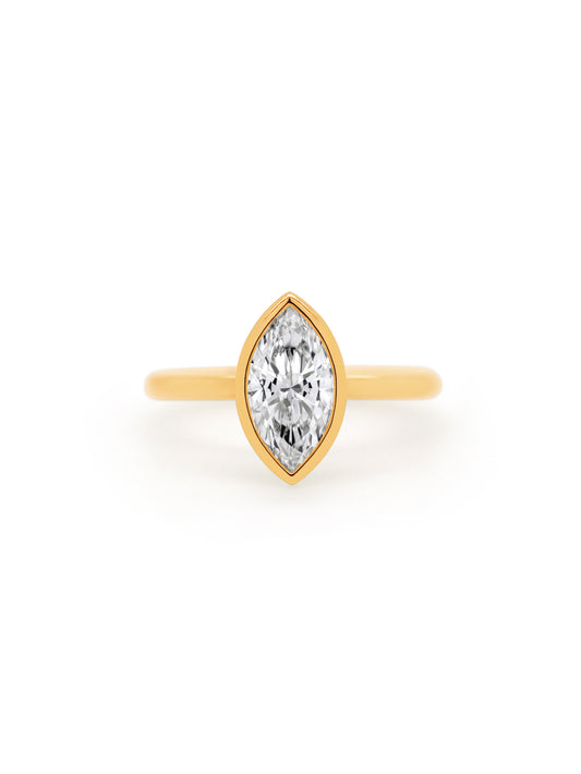 Marquise Lab Grown Diamond Ring in 9 Carat Yellow Gold T=1.51ct