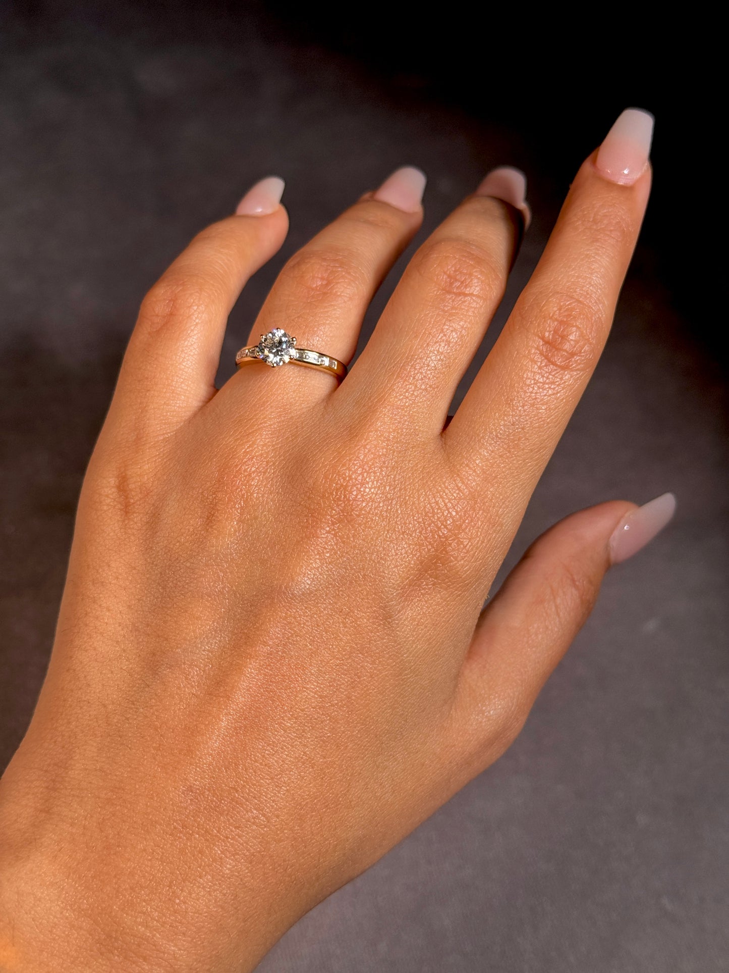 Lab Grown Solitaire Diamond T=1.26ct 9K Yellow Gold.