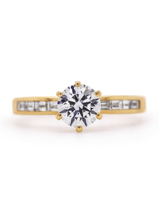 Lab Grown Solitaire Diamond T=1.26ct 9K Yellow Gold.