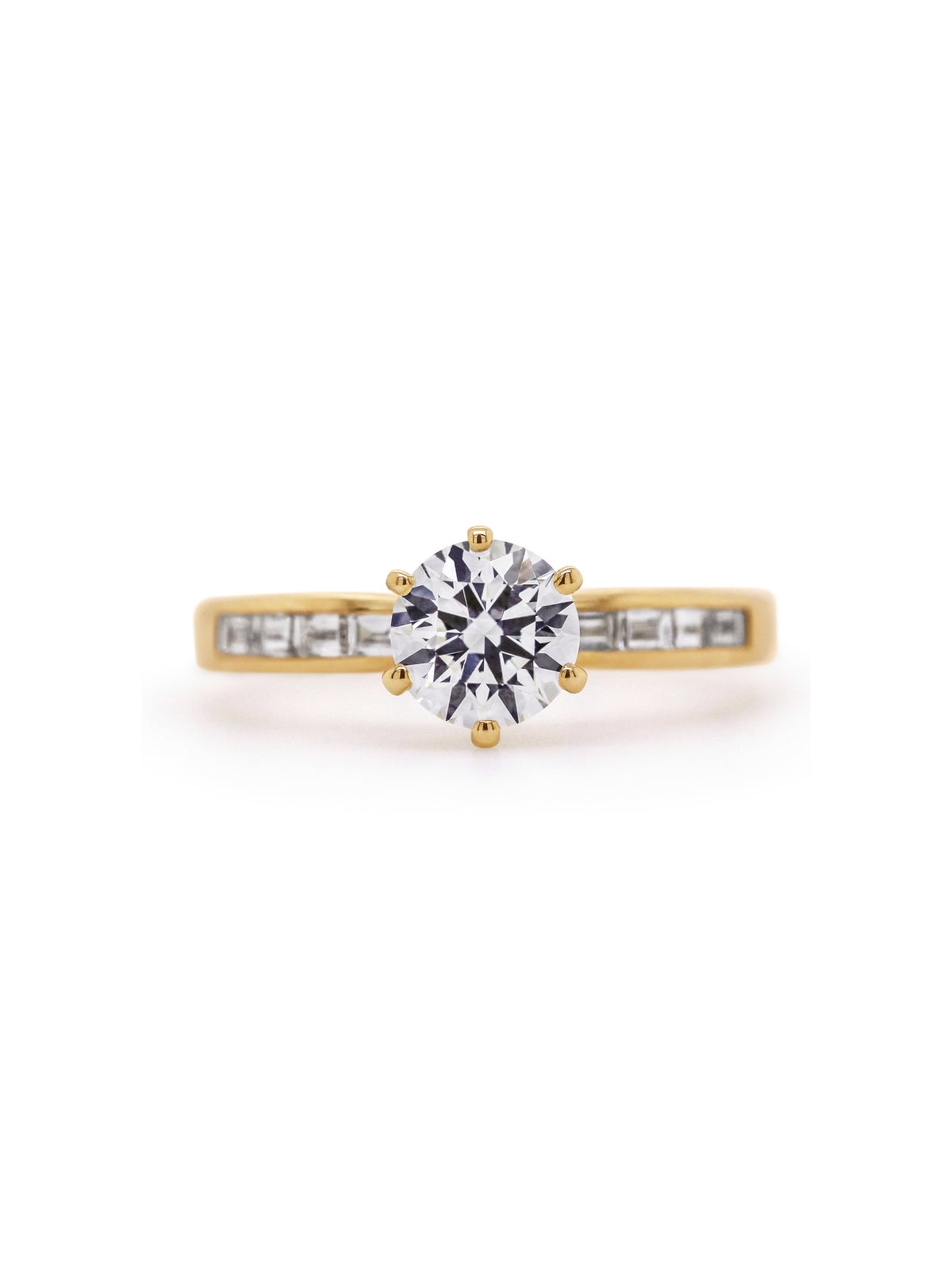 Lab Grown Solitaire Diamond T=1.26ct 9K Yellow Gold.
