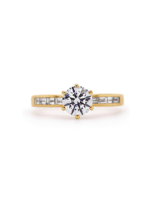 Lab Grown Solitaire Diamond T=1.26ct 9K Yellow Gold.