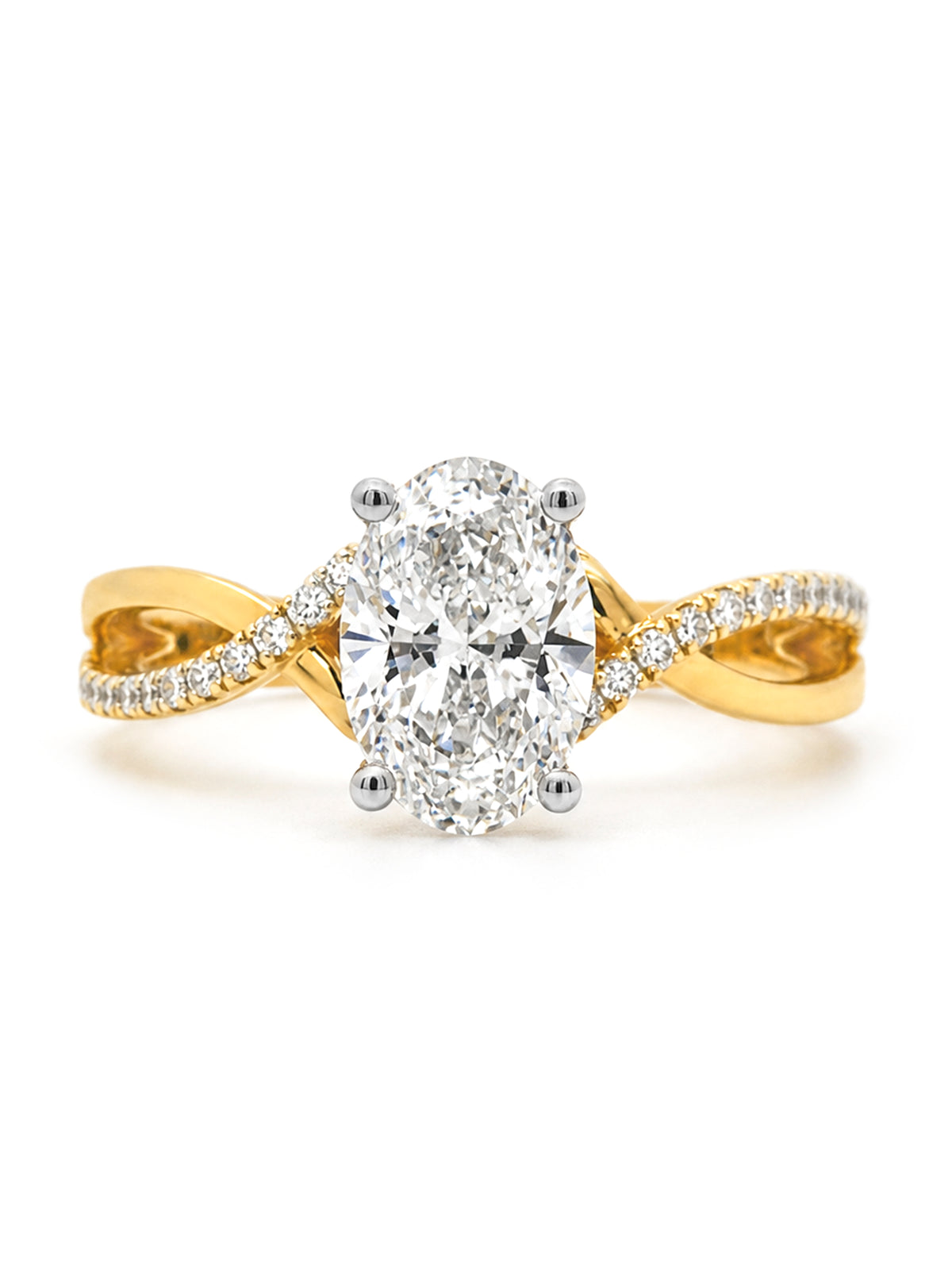 Lab Grown Oval Diamond Set Ring, 18 Carat Yellow Gold, T=1.63ct.