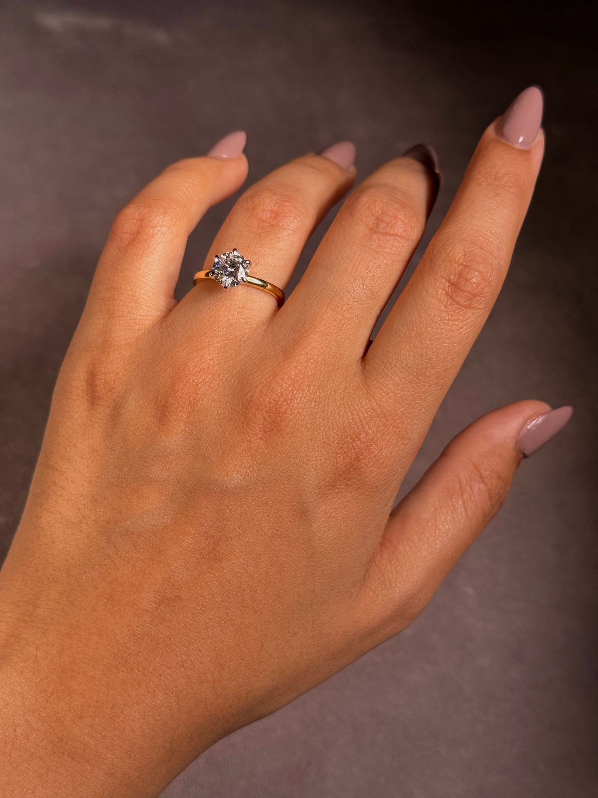 Lab Grown RBC Solitaire Diamond, 18K Yellow Gold T=1.50ct