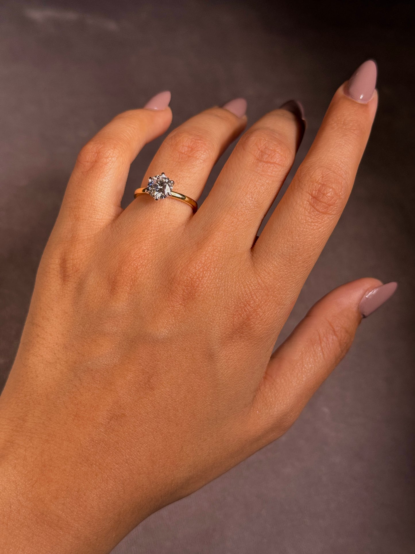 Lab Grown RBC Solitaire Diamond, 18K Yellow Gold T=1.50ct