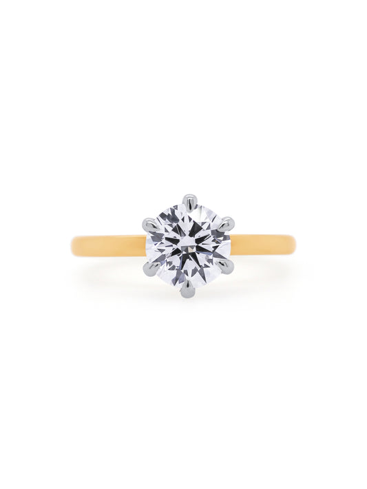 Lab Grown RBC Solitaire Diamond, 18K Yellow Gold T=1.50ct