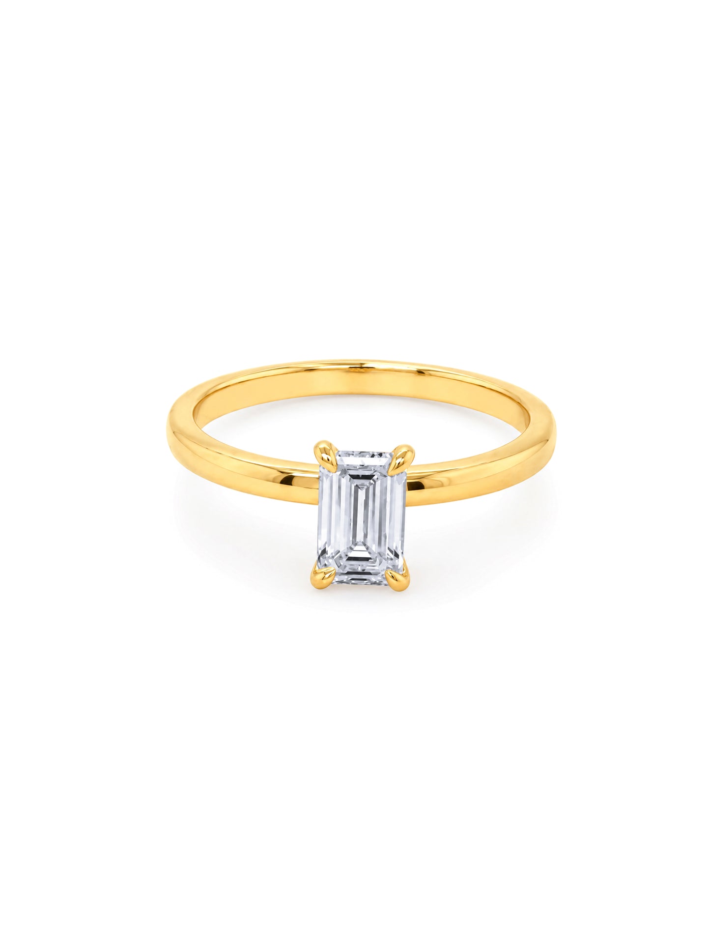 Lab Grown 0.90ct Emerald Cut Solitaire Diamond Ring, 18K Yellow Gold