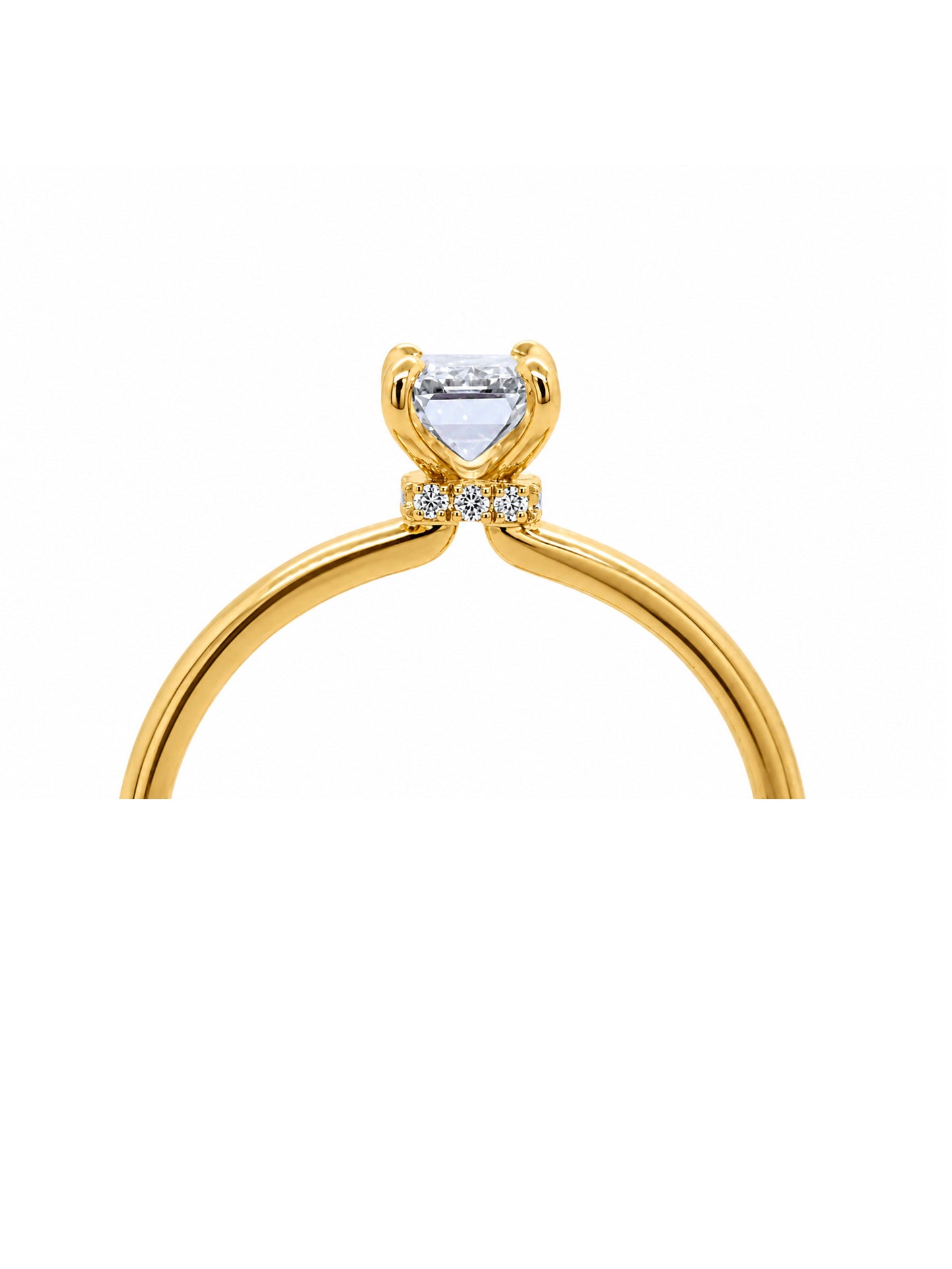 Lab Grown 0.90ct Emerald Cut Solitaire Diamond Ring, 18K Yellow Gold