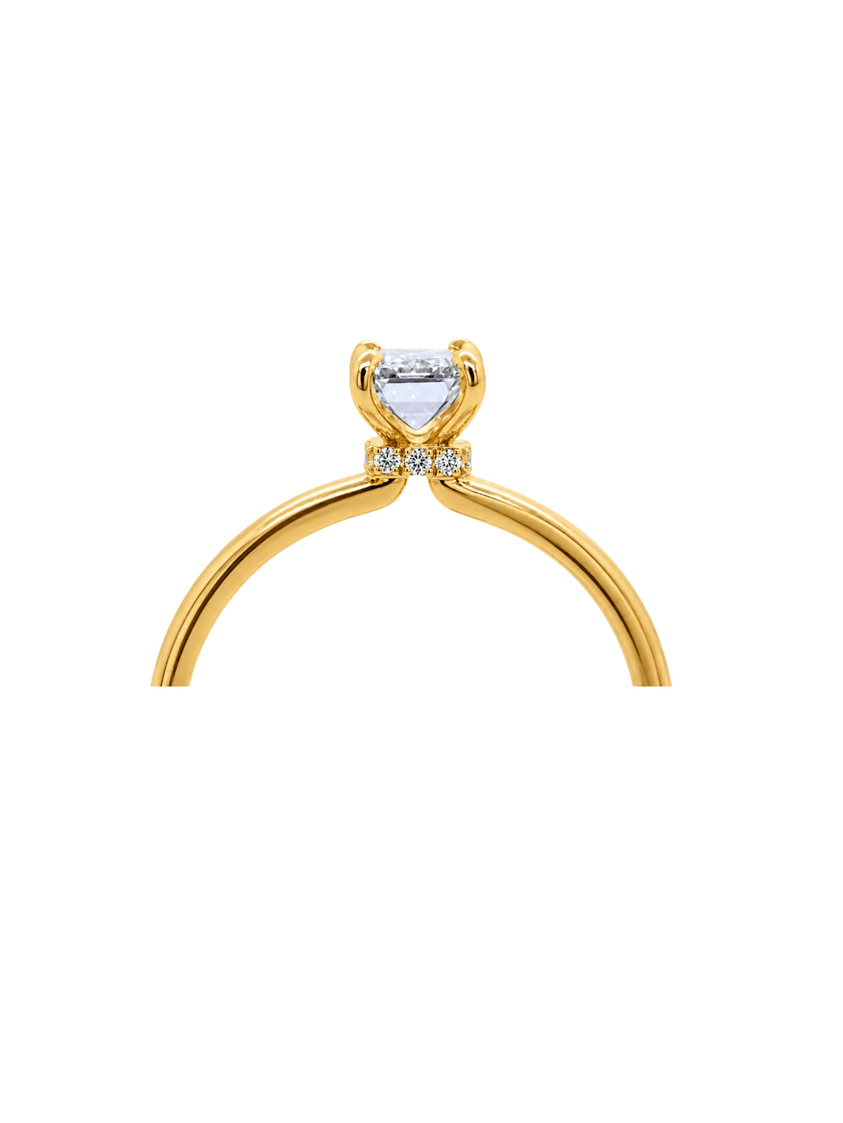 Lab Grown 0.90ct Emerald Cut Solitaire Diamond Ring, 18K Yellow Gold