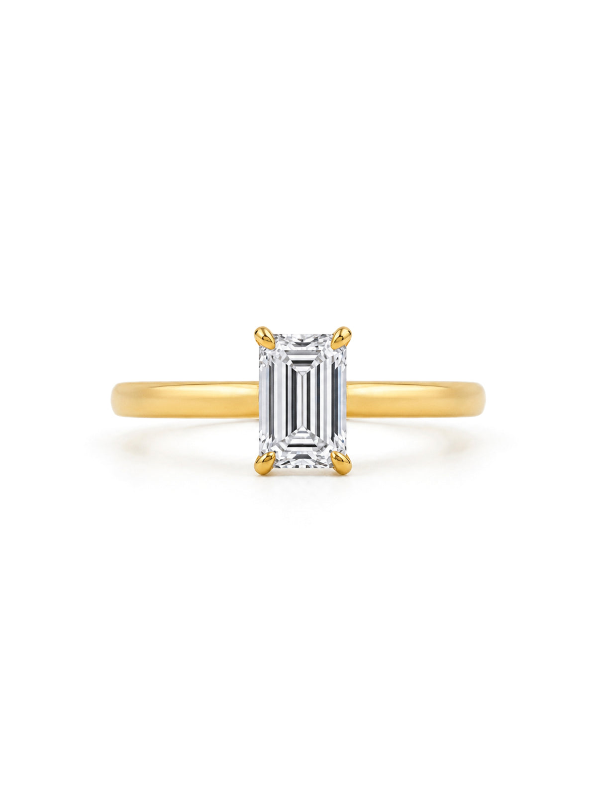 Lab Grown 0.90ct Emerald Cut Solitaire Diamond Ring, 18K Yellow Gold