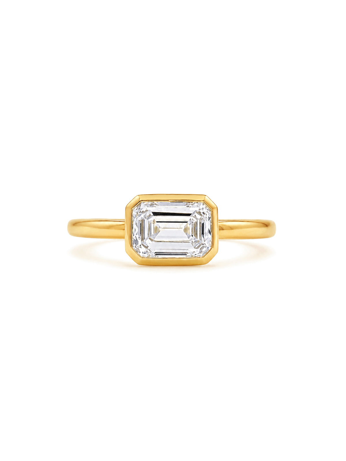 Lab Grown Emerald Cut Diamond Ring, T=1.50ct 9K Yellow Gold