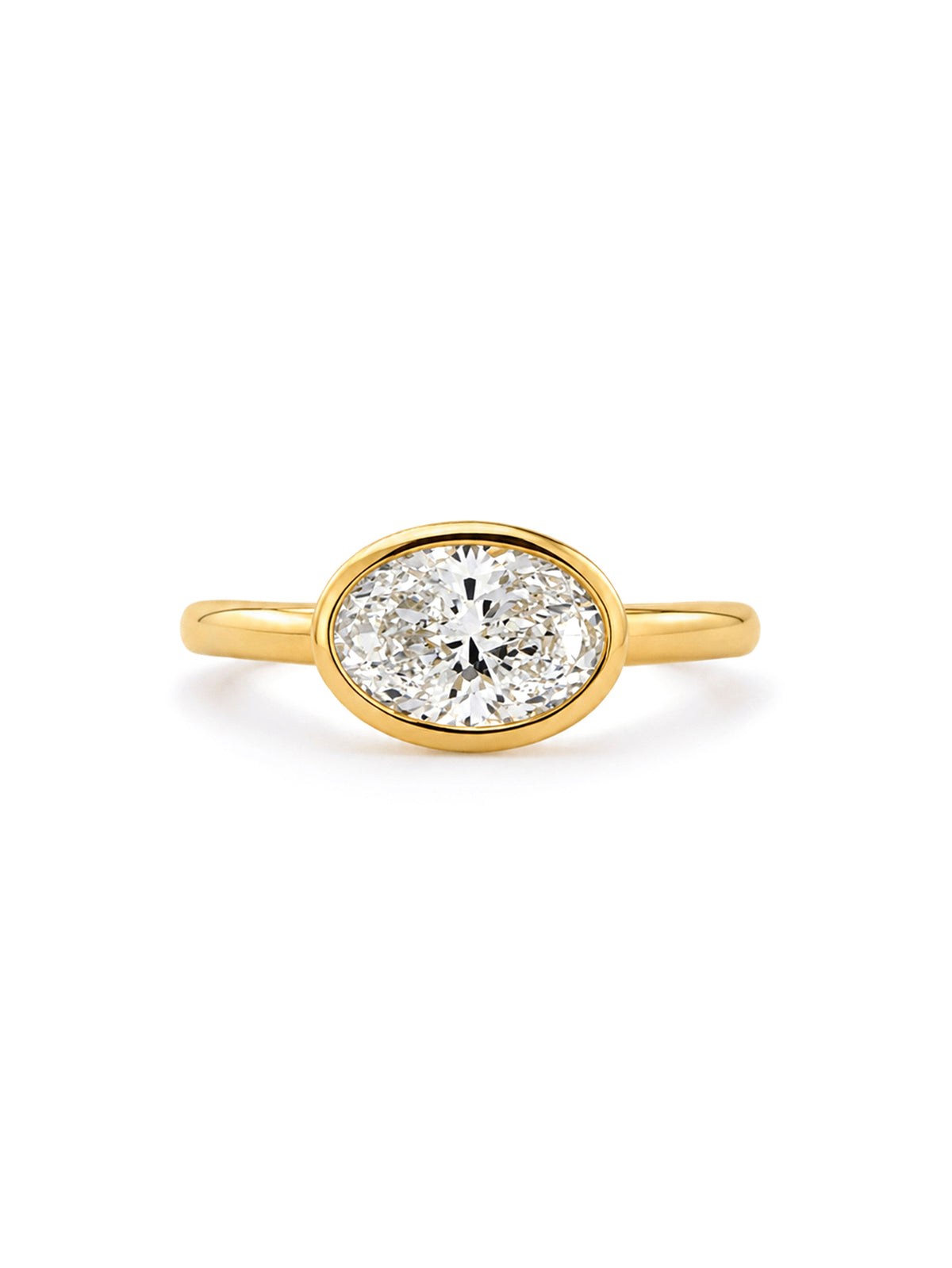Lab Grown Oval Diamond Ring, T=2.00ct, 9K YG.