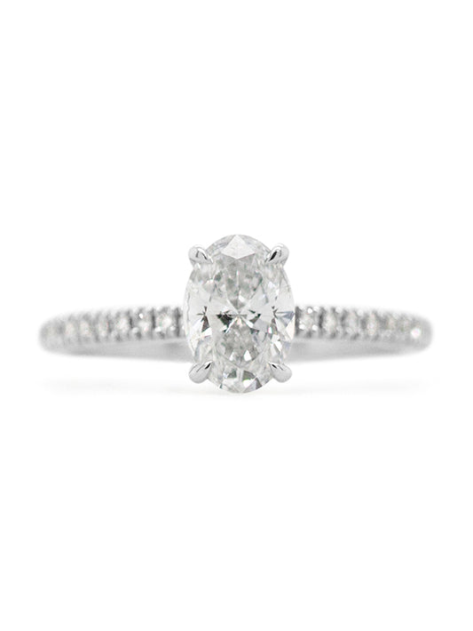 Lab Grown Oval 1.01 Carat Diamond Ring, 18 Carat White Gold