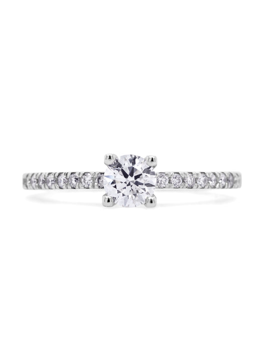 Solitaire Diamond Ring, 18K White Gold, T=0.58ct.
