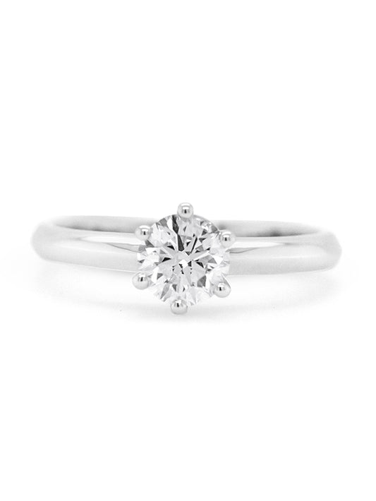 Ring Setting 18K White Gold, 6 claw set CZ, suits 1ct (6.50mm)