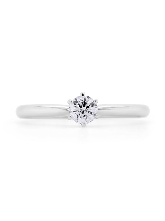 Lab 0.38 Carat Diamond 18K White Gold Solitaire Ring