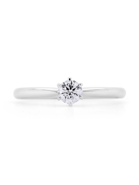 Lab 0.38 Carat Diamond 18K White Gold Solitaire Ring