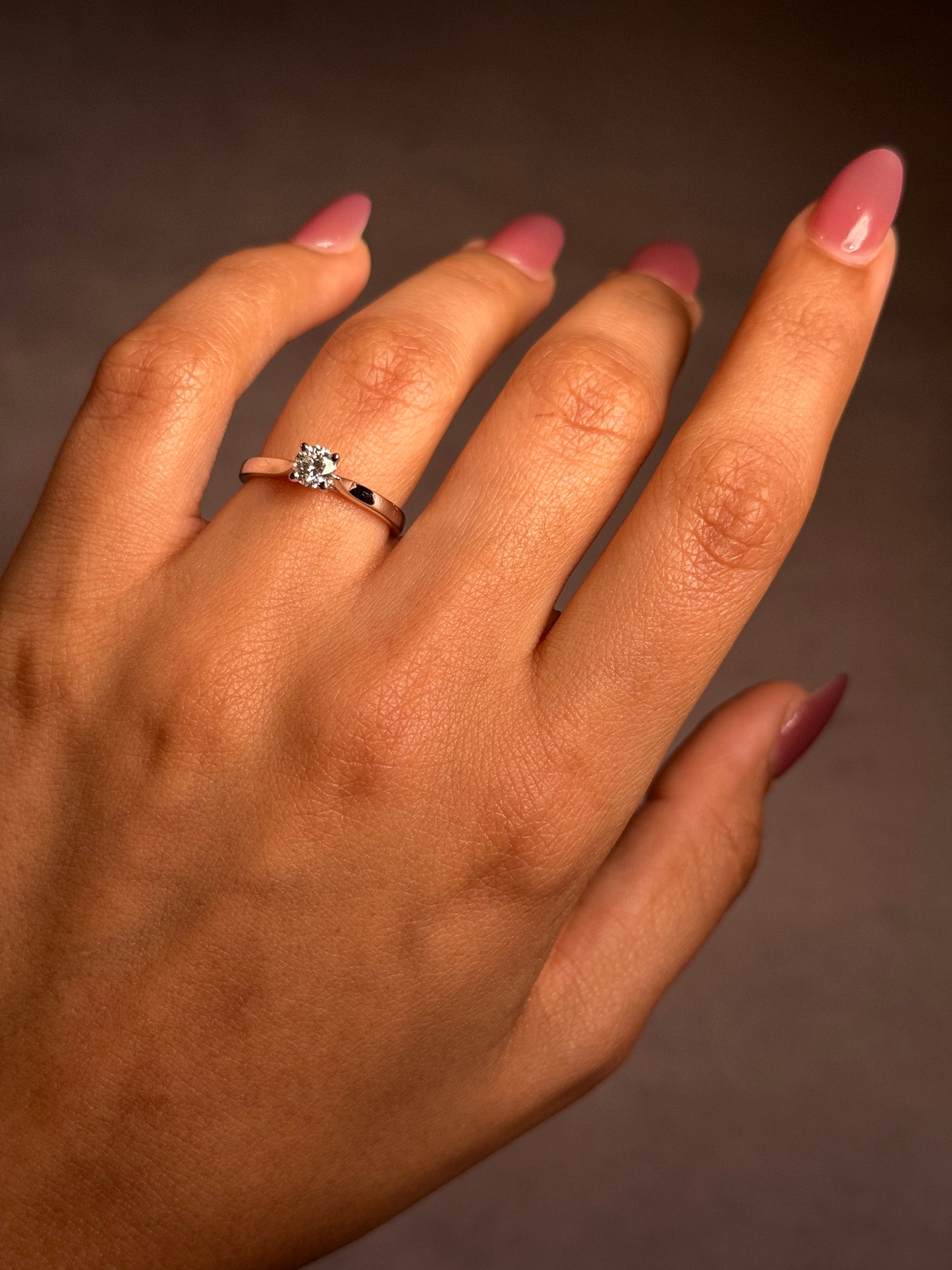 Solitaire Diamond 0.38ct GSI Ring, set in 18 Carat  White Gold.