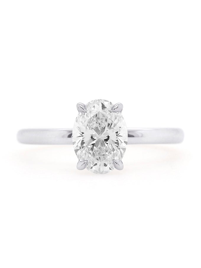 Lab Grown Oval Diamond 1.51 Carat Ring in 18 Carat White Gold.