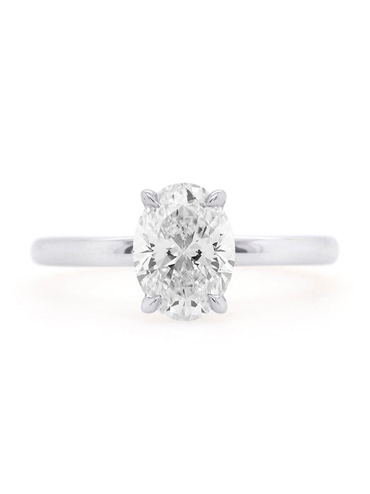 Lab Grown Oval Diamond 1.51 Carat Ring in 18 Carat White Gold.