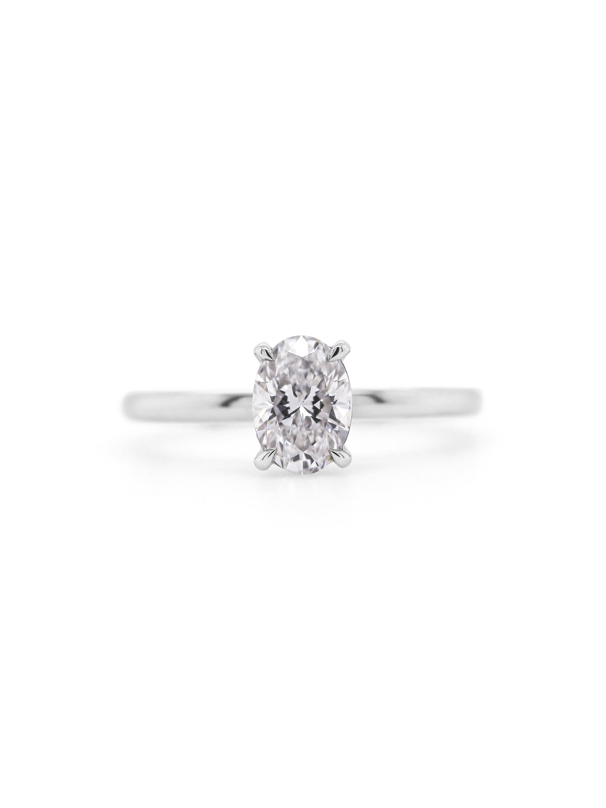 Lab Grown Oval Cut Solitaire Diamond Ring, 18K White Gold, T=1.00ct.