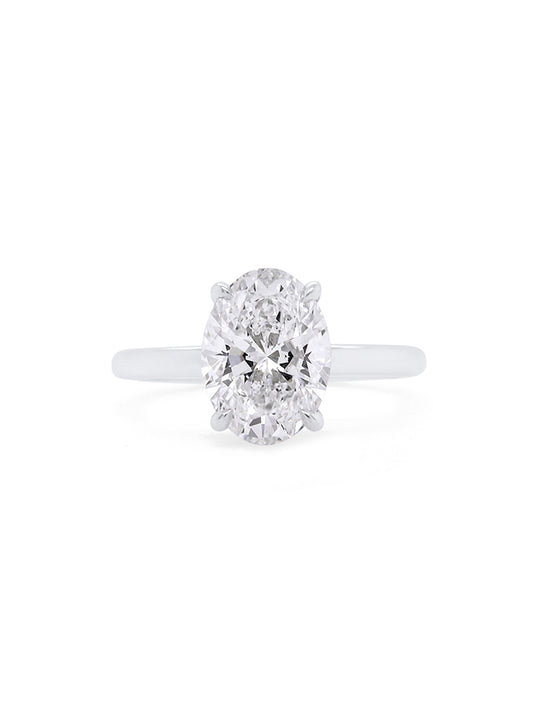 Lab Grown Oval Diamond Ring in 18 Carat White Gold, T=3.01ct.