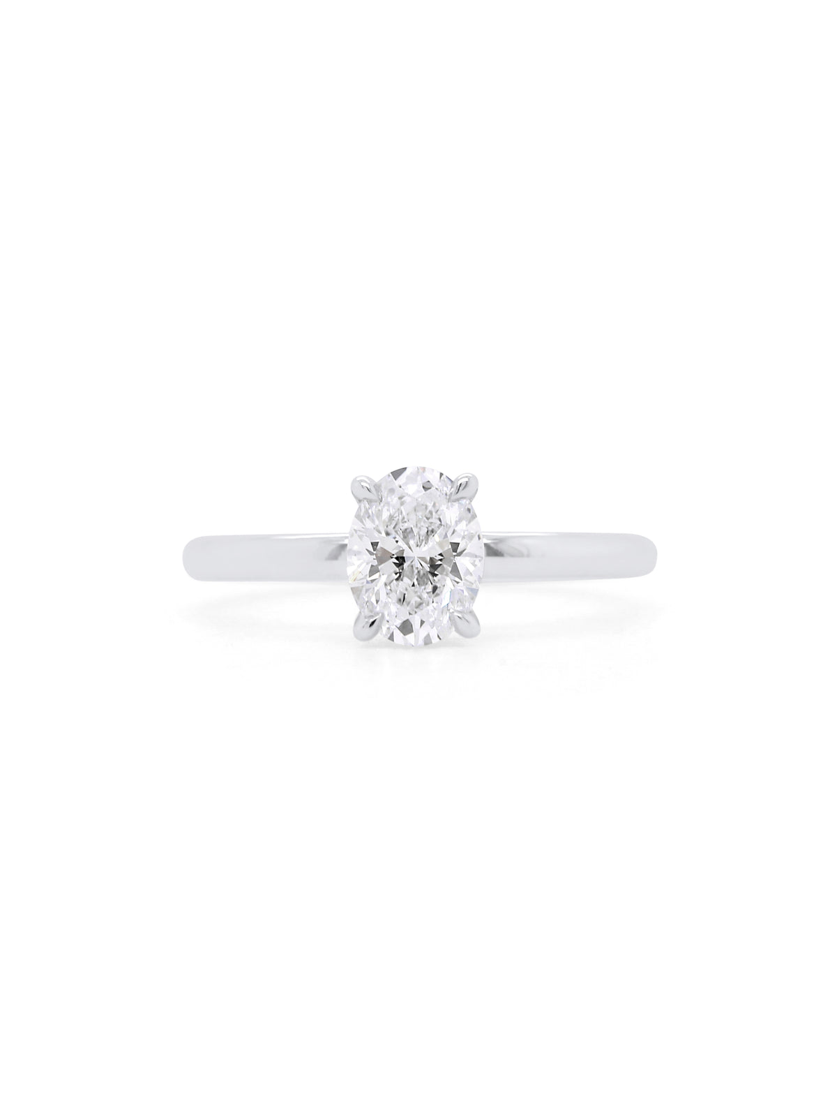 Lab Grown Oval Diamond Ring in 18 Carat White Gold, T=1.00ct.